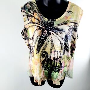 ❤️ Vintage Multicolor Butterfly Short Sleeve Top